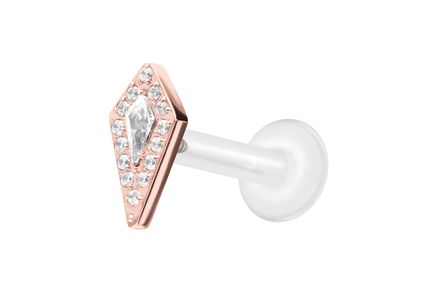 PTFE Labret Piercing mit Innengewinde + Titan-Aufsatz KRISTALLSCHILD